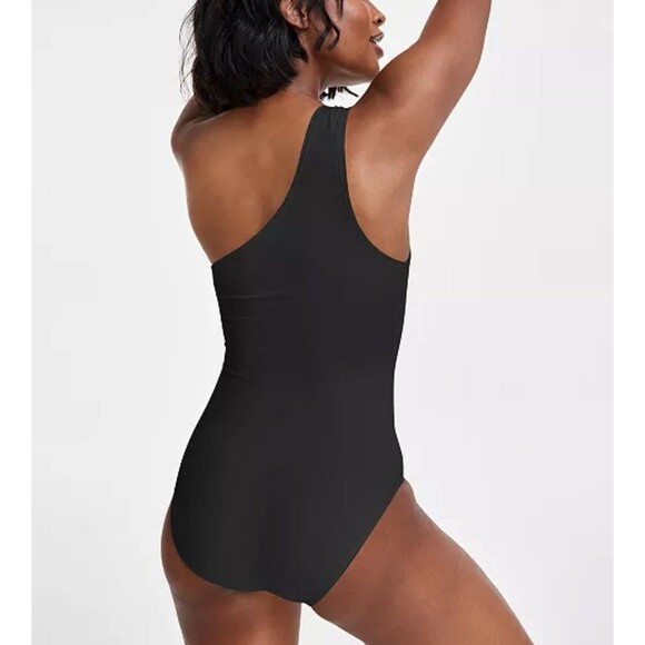 Michael Kors Embellished One-Shoulder Underwire One Piece Swimsuit Blk Sz 6 New - Picture 2 of 10